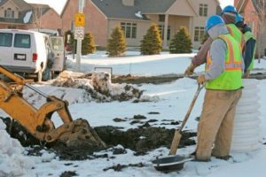 Workers in winter